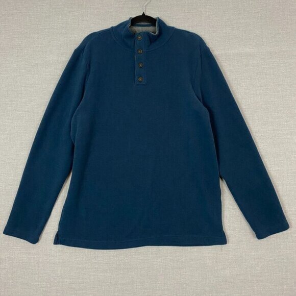 Denver Hayes Modern Fit Pull Over Sweater Sz Large Blue Stretchy Tight Knit - Picture 1 of 6